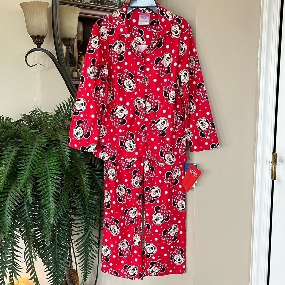 Brand New Disney 2-Piece Red Minnie Mouse Pajama Set Sleepwear Long Pants & Top